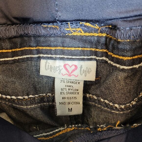 Times Two Maternity Jeans Medium Stretchy Dark Wash Ankle Crop Pull On Blue - Picture 5 of 9